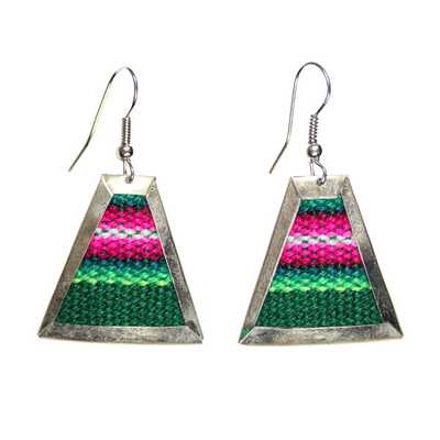 Boucles d'Oreilles Trapèze Tissu Traditionnel Péruvien - Inka Products
