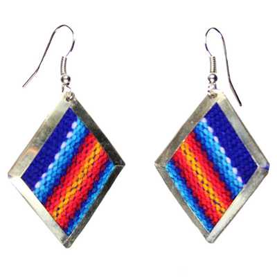 Inka-Products-Boucles d'Oreilles Losange-Tissu Traditionnel Péruvien