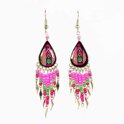 Boucles d'Oreilles Goutte Céramique Artisanale Perles de Rocailles - Inka Products