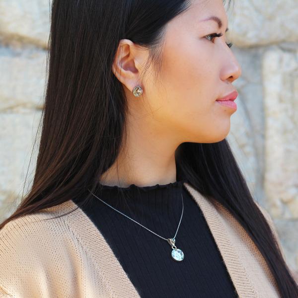 Boucles d'Oreilles Argent - INTI Soleil Divin Inca Argent 950ème incrusté de Pierres Naturelles Semi-précieuses - Inka Products
