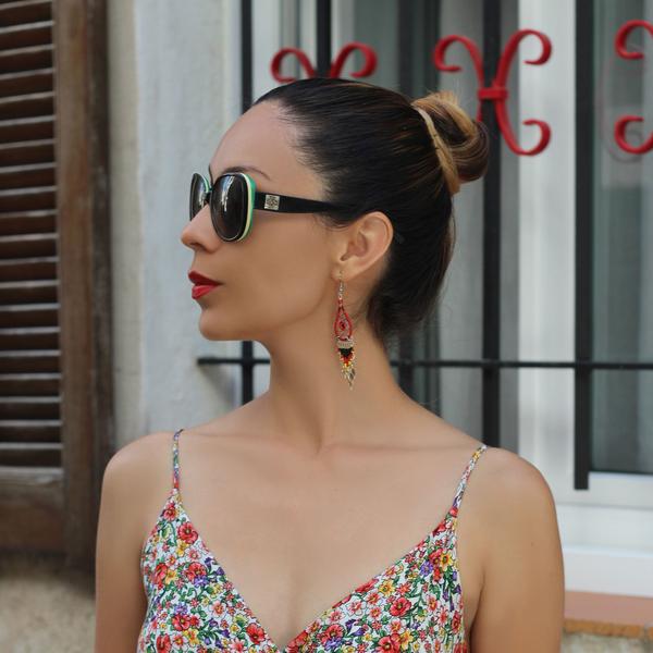 Boucles d'Oreilles Péruviens Goutte Attrape Rêves Perles de Rocailles - Inka Products