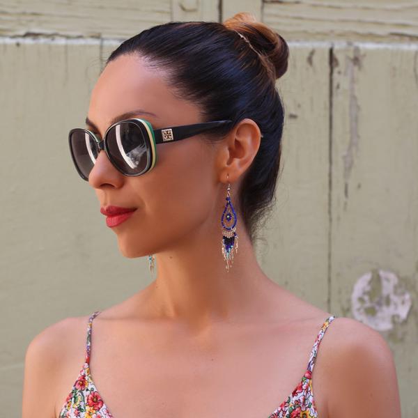 Boucles d'Oreilles Péruviens Goutte Attrape Rêves Perles de Rocailles - Inka Products