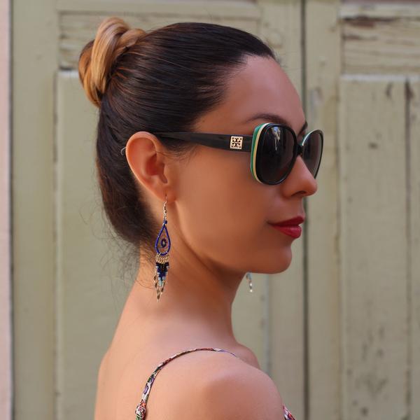 Boucles d'Oreilles Péruviens Goutte Attrape Rêves Perles de Rocailles - Inka Products