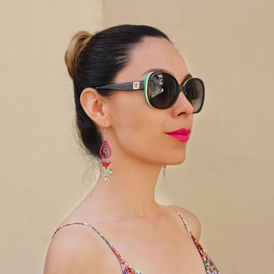Inka-Products-Boucles d'Oreilles Péruviens Goutte-Attrape Rêves Perles de Rocailles