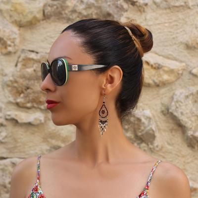 Inka-Products-Boucles d'Oreilles Péruviens Goutte-Attrape Rêves Perles de Rocailles