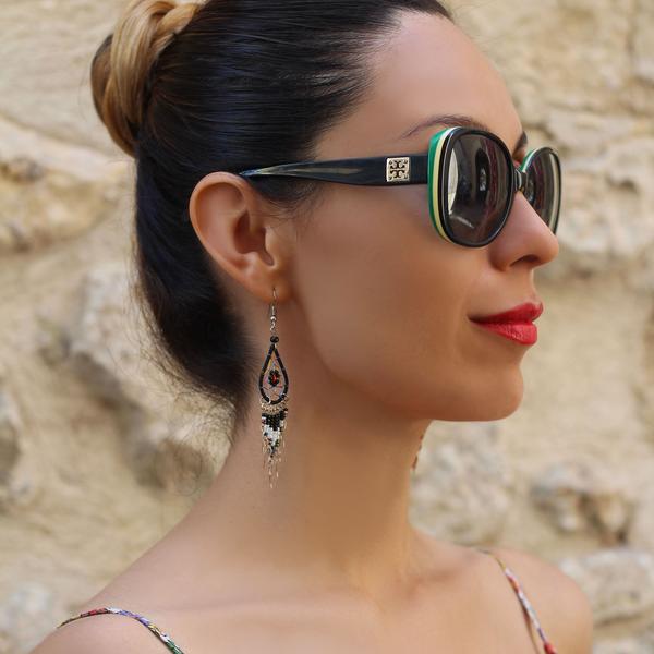 Boucles d'Oreilles Péruviens Goutte Attrape Rêves Perles de Rocailles - Inka Products