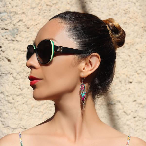 Boucles d'Oreilles Péruviens Attrape Rêves Perles de Rocailles - Inka Products