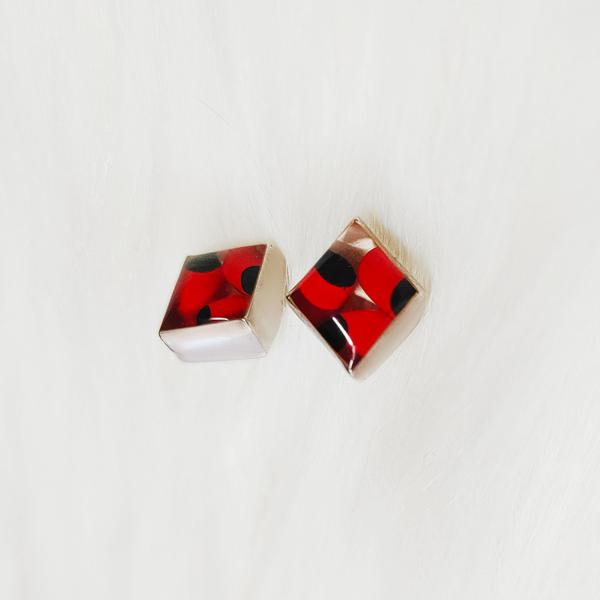 Boucles d'Oreilles Argent Péruviens Argent 950ème Huairuros Losange - Inka Products
