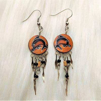 Inka-Products-Boucles d’Oreilles Petits Péruviens Forêt Tropicale-Dauphin Bambou et Graines