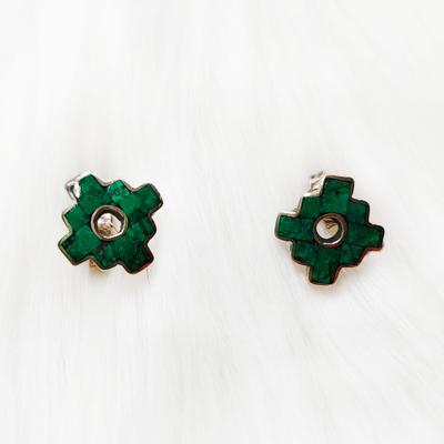 Pendientes de Plata - Chacana Inca Plata 950 con incrustaciones de piedras naturales semipreciosas - Inka Products