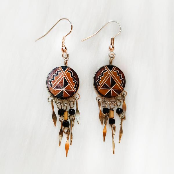 Boucles d’Oreilles Petits Péruviens Forêt Tropicale Figures Ethniques Bambou et Graines - Inka Products