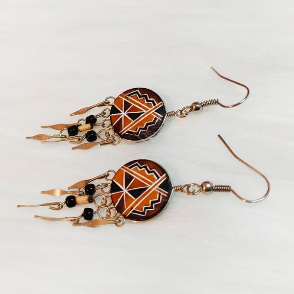 Boucles d’Oreilles Petits Péruviens Forêt Tropicale Figures Ethniques Bambou et Graines - Inka Products