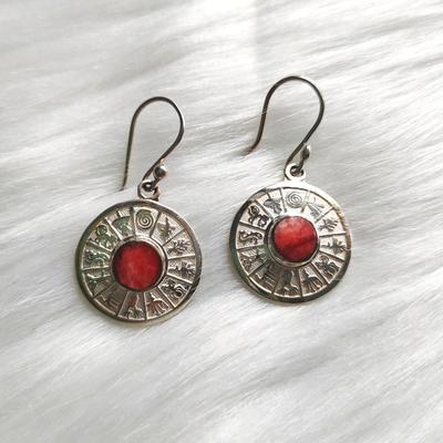 Inka-Products-Inca Calendar Earrings-950 Silver Natural Stones