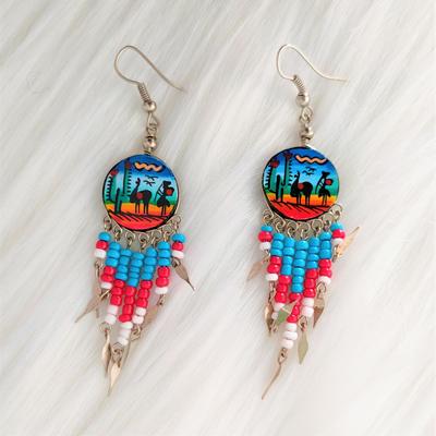 Aretes Circular en Cerámica Artesanal Perlas de Rocalla - Inka Products