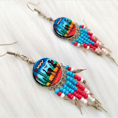 Aretes Circular en Cerámica Artesanal Perlas de Rocalla - Inka Products