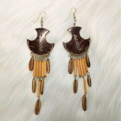 Inka-Products-Boucles d'Oreilles Péruviennes-TUMI Graines de Forêt et Noix de Coco