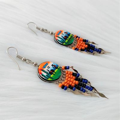 Aretes Circular en Cerámica Artesanal Perlas de Rocalla - Inka Products