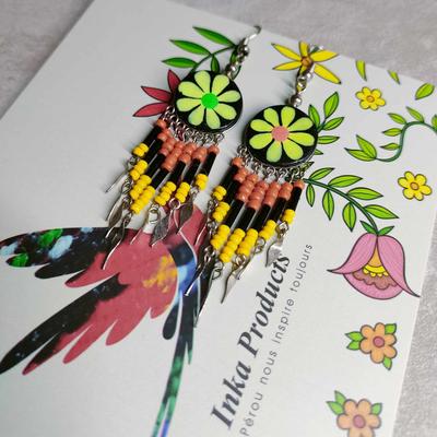 Aretes Circular en Cerámica Artesanal Perlas de Rocalla - Inka Products