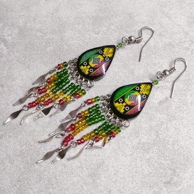 Aretes Triángulo en Cerámica Artesanal Perlas Peruanas Rocalla - Inka Products