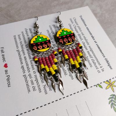 Aretes Circular en Cerámica Artesanal Perlas de Rocalla - Inka Products