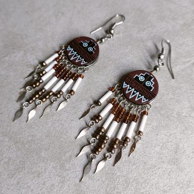 Aretes Circular en Cerámica Artesanal Perlas de Rocalla - Inka Products