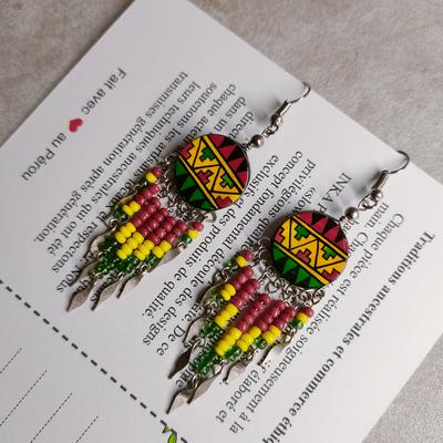 Aretes Circular en Cerámica Artesanal Perlas de Rocalla - Inka Products