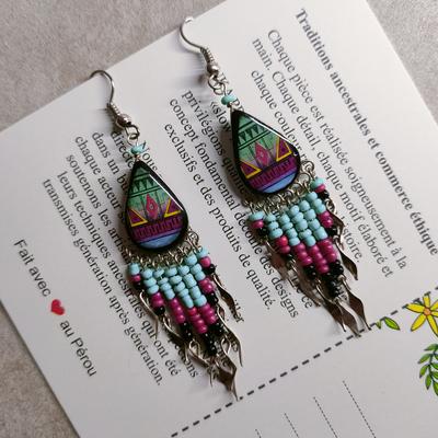 Aretes Triángulo en Cerámica Artesanal Perlas Peruanas Rocalla - Inka Products