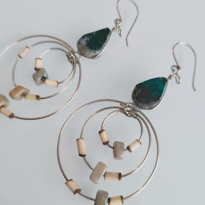 Aretes en Piedras Semipreciosas Gota y Tres Circulos Artesanales de Perú - Inka Products