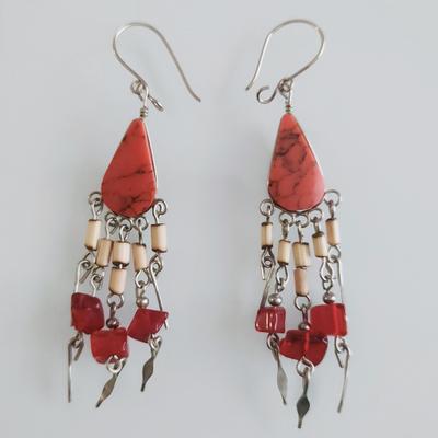 Inka-Products-Boucles d'oreilles Moyennes en Pierres Semi-précieuses-Décorations en Bambou ou Pierres Précieuses