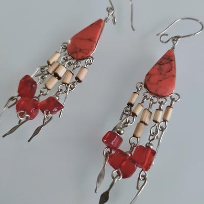 Aretes Medianos en Piedras Semipreciosas Adornos en Bambú  o Piedras Preciosas - Inka Products