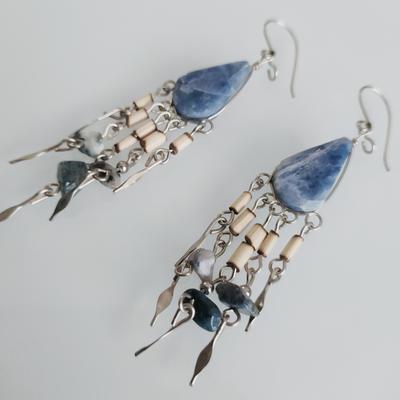 Aretes Medianos en Piedras Semipreciosas Adornos en Bambú o Piedras Preciosas - Inka Products