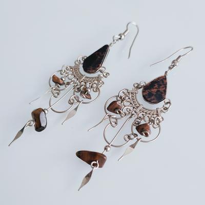 Aretes Largos en Piedras Semipreciosas Decoraciones de Piedras Semipreciosas - Inka Products