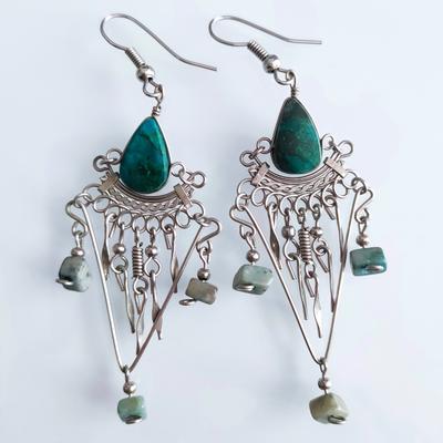 Long Earrings in Semiprecious Stones Decoraciones de Piedras Semipreciosas - Inka Products