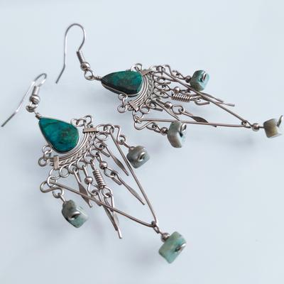 Long Earrings in Semiprecious Stones Decoraciones de Piedras Semipreciosas - Inka Products