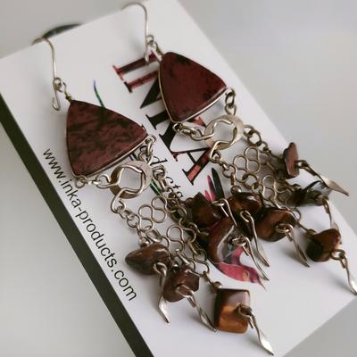 Aretes Largos en Piedras Semipreciosas Triangulo Decoraciones de Piedras Semipreciosas - Inka Products