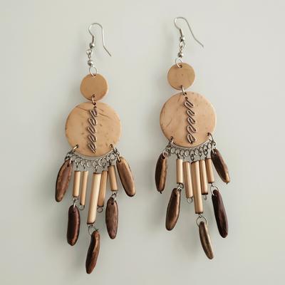Inka-Products-Boucles d'Oreilles Péruviennes-Graines de Forêt et Noix de Coco