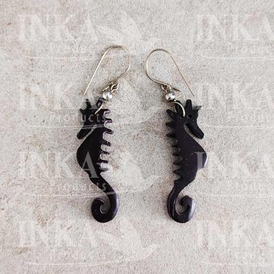 Inka-Products-Boucles d'Oreilles Péruviennes-Noix de Coco Hippocampe