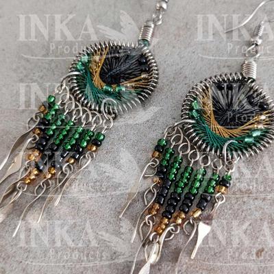 Pendientes Peruanos Atrapasueños Negro, Amarillo y Verde - Inka Products