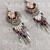 Peruvian Dreamcatcher Earrings Coral, black and Gold - Inka Products