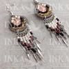 Peruvian Dreamcatcher Earrings Coral, black and Gold - Inka Products