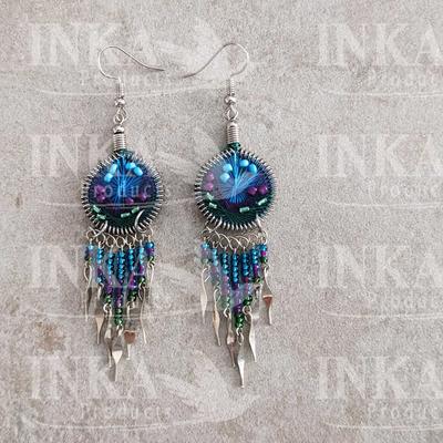 Pendientes Peruanos Atrapasueños Celeste, violeta y verde - Inka Products