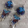 Peruvian Dreamcatcher Earrings Sky Blue, Brown & Purple - Inka Products