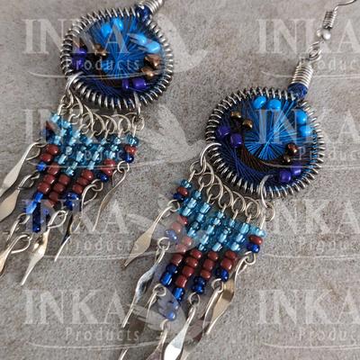Pendientes Peruanos Atrapasueños Celeste, Marron y Violeta - Inka Products