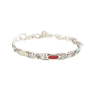 Inka-Products-Silver bracelet-950th silver with natural oval stones