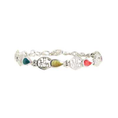 Inka-Products-Silver bracelet-950th silver with natural stones in the shape of gout