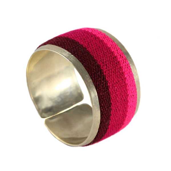 Bracelet Tissu Traditionnel Péruvien Nuances de Fuchsia - Inka Products