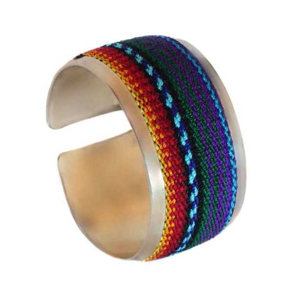 Bracelet Tissu Traditionnel Péruvien Bracelet Coloré Violet - Inka Products