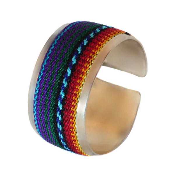 Bracelet Tissu Traditionnel Péruvien Bracelet Coloré Violet - Inka Products