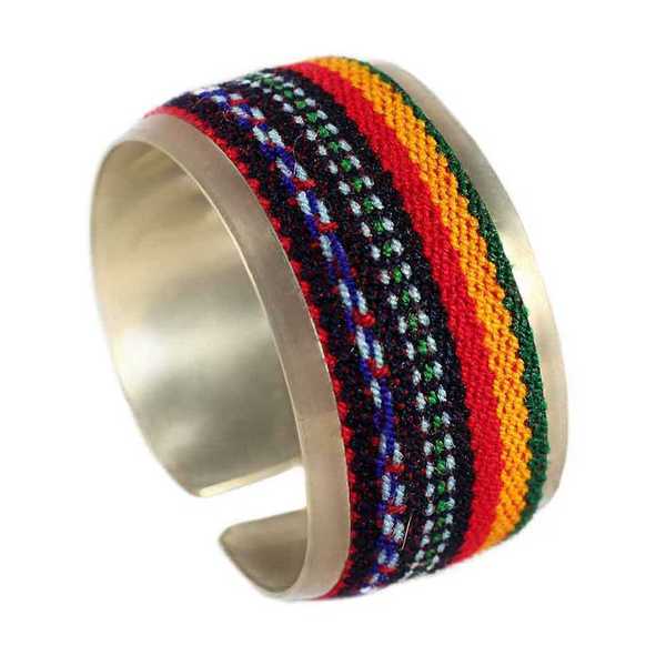 Bracelet Tissu Traditionnel Péruvien Bracelet Coloré Rouge - Inka Products