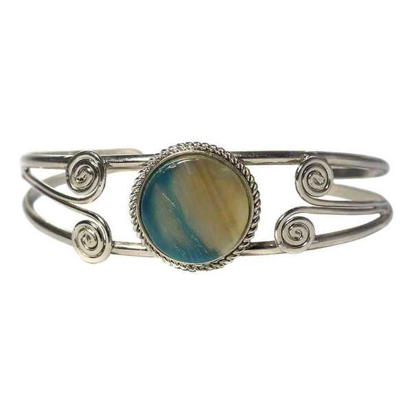 Bracelet en Métal Argenté QILLA Pierre Semi-précieuse Aigue Marine - Inka Products